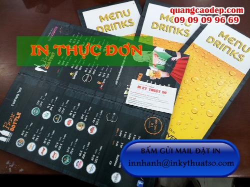 In thực đơn quán ăn giá rẻ, thực đơn kiểu mới với PP cán format tại Công ty TNHH In Kỹ Thuật Số - Digital Printing
